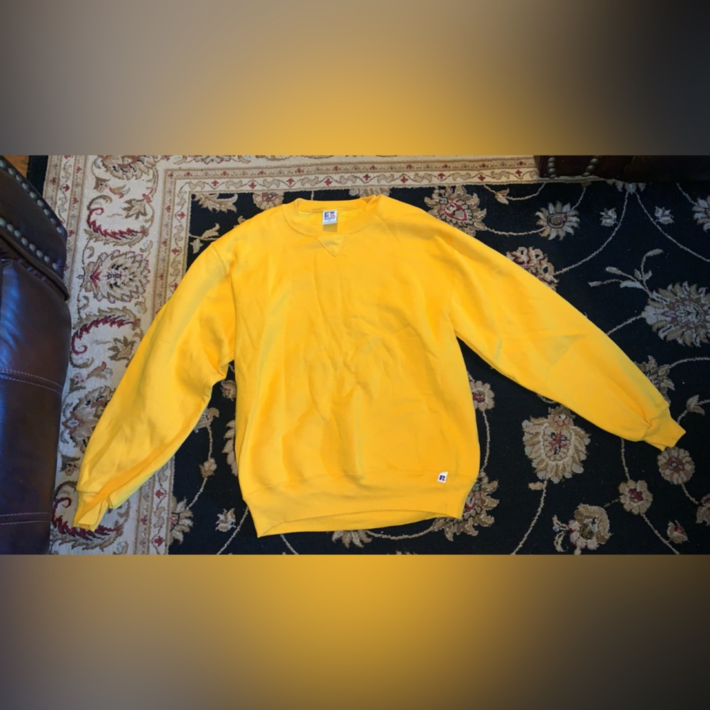 Russell Athletic VTG High Cotton Long Sleeve T-Shirt Mens Size M Yellow